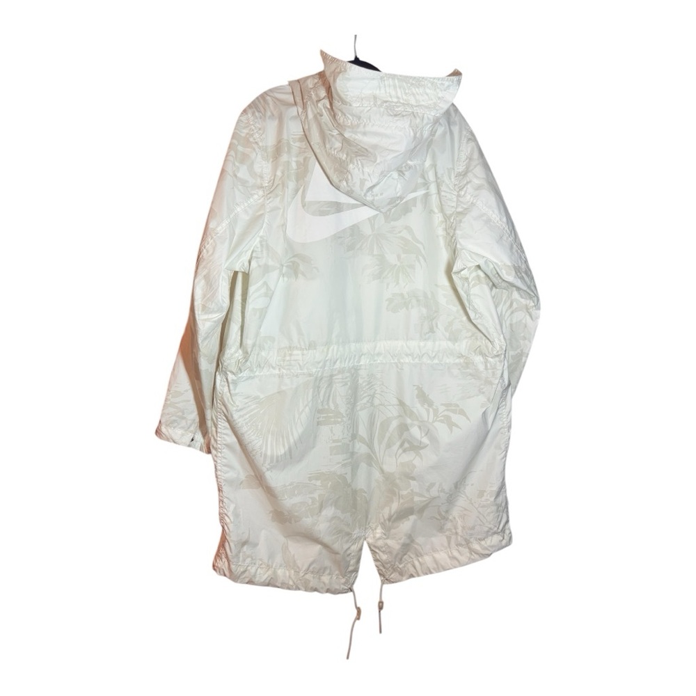 NIKE NSW White Long Leaf Printed Windbreaker Parka Jacket - Picture 6 of 16